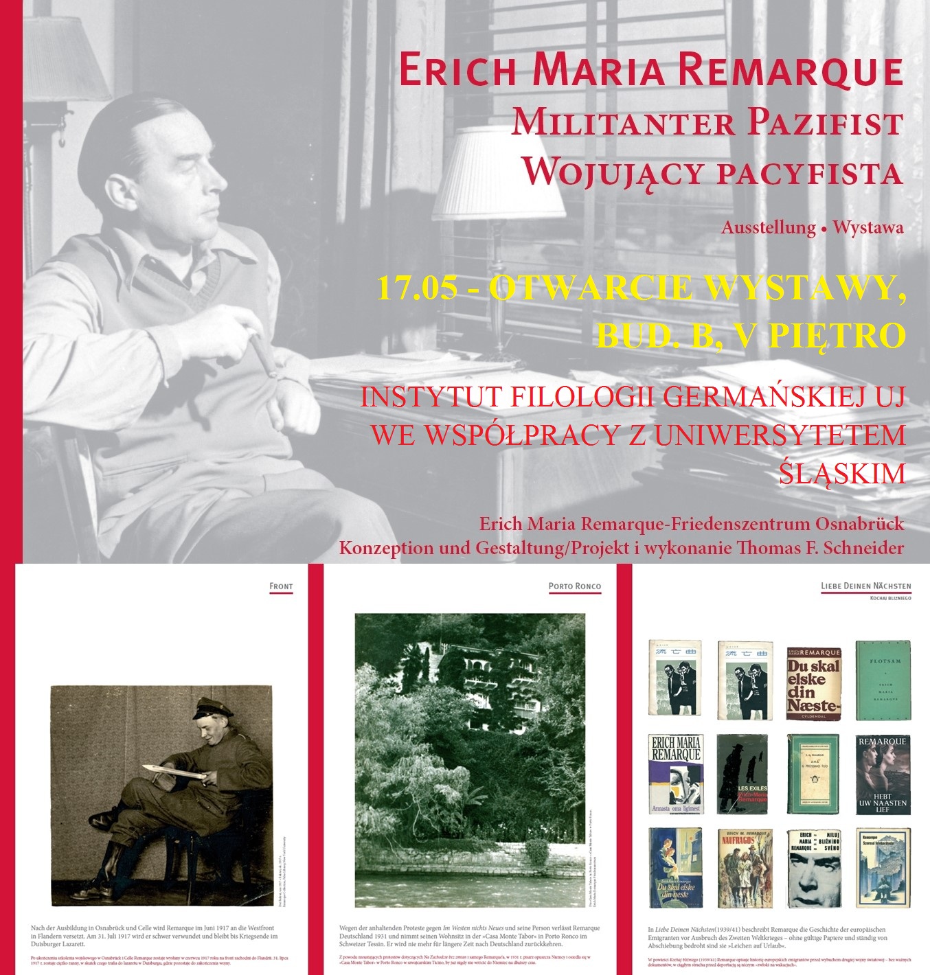 Plakat wystawy – Erich Maria Remarque „Wojujący pacyfista”